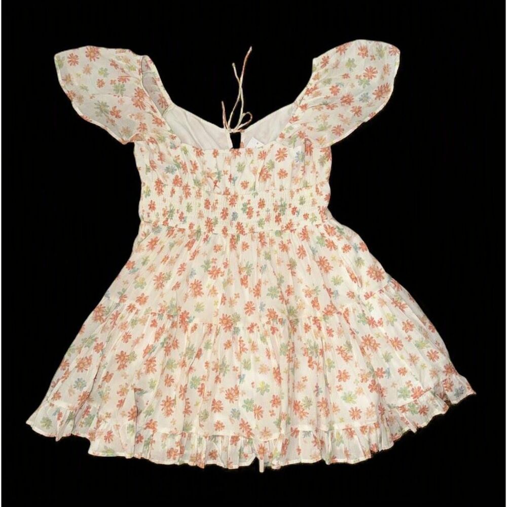 NEW American Eagle AE Dress M Flutter Sleeve Floral Babydoll Mini tiered peasant - Picture 6 of 8